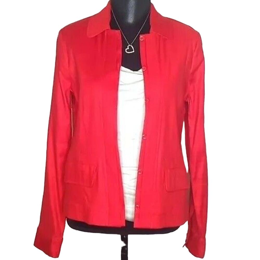 Cabi Red Lightweight Linen Blend Blazer Jacket - M